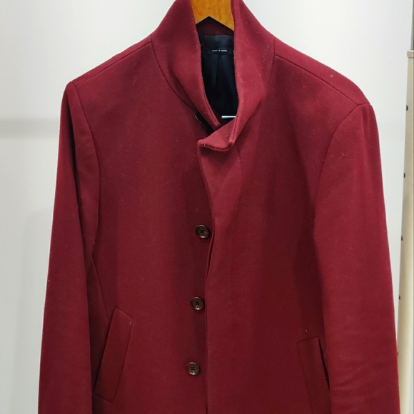 2020 Maroon Club Monaco Loukas Funnel Neck Coat - Picture 1 of 4